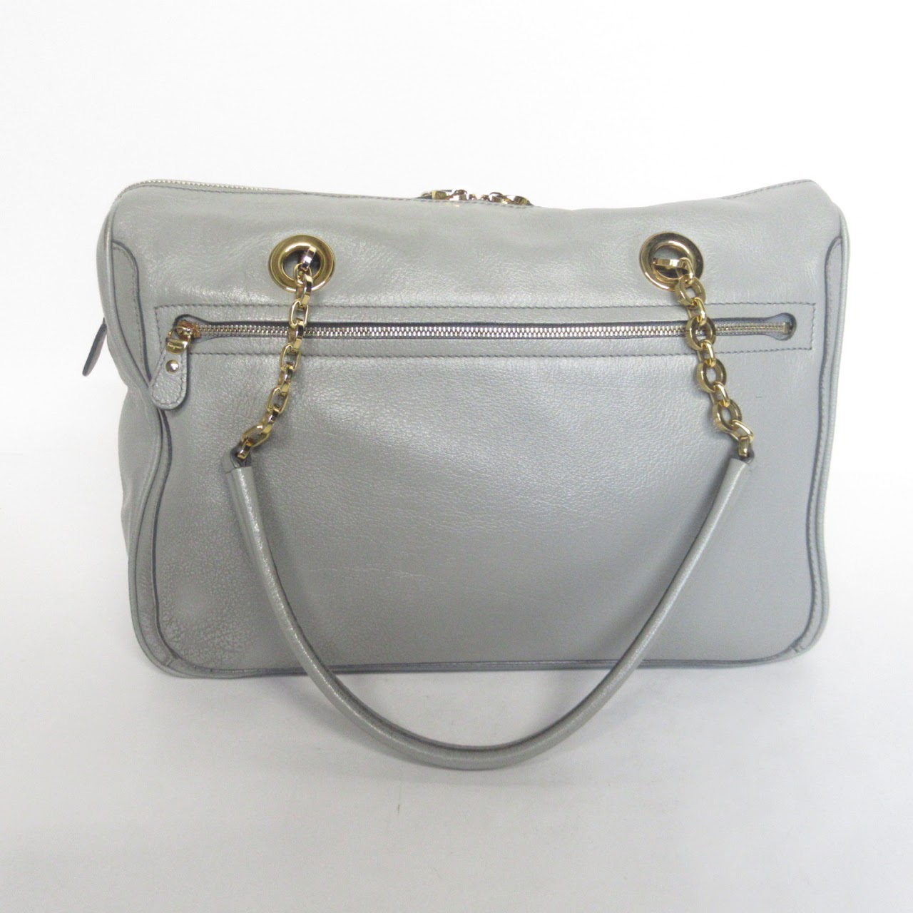 Salvatore Ferragamo Grey & Golden Chain Handbag