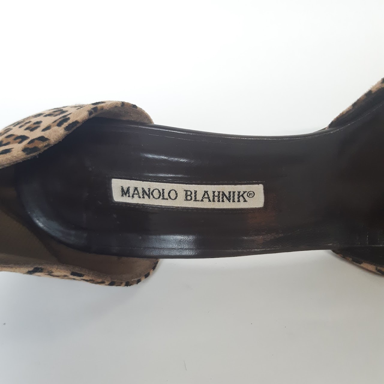 Manolo Blahnik Suede Leopard Print Pumps