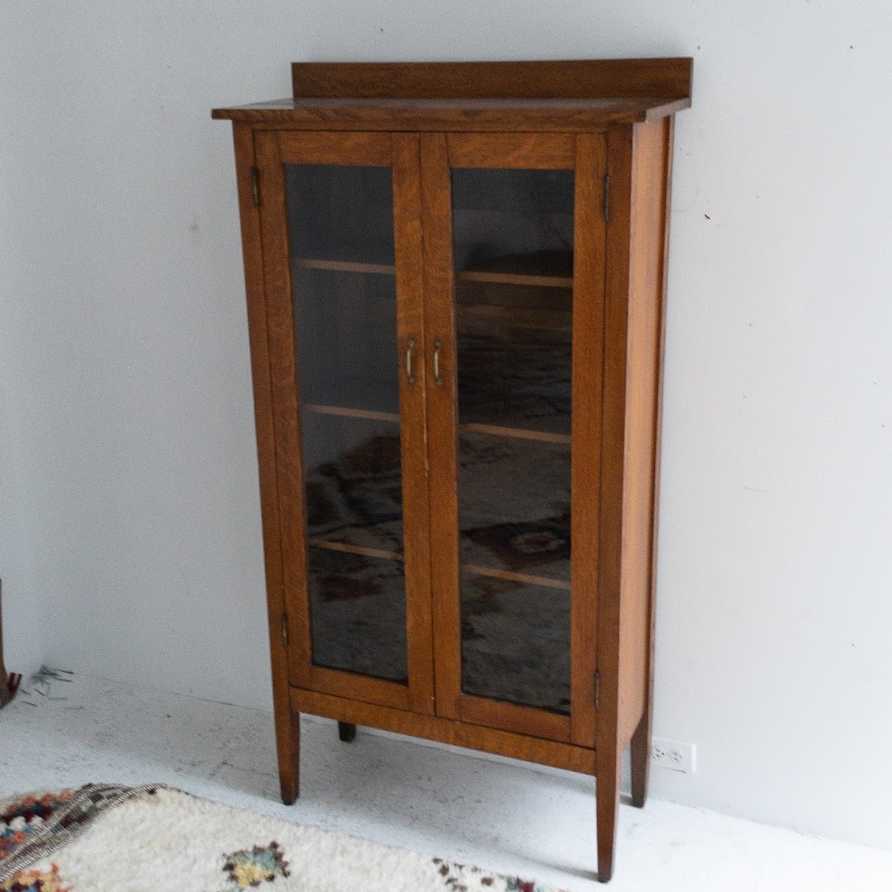 Oak Glass-Front Bookcase