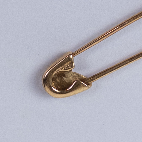 14K Gold M&M on a Safety Pin Brooch