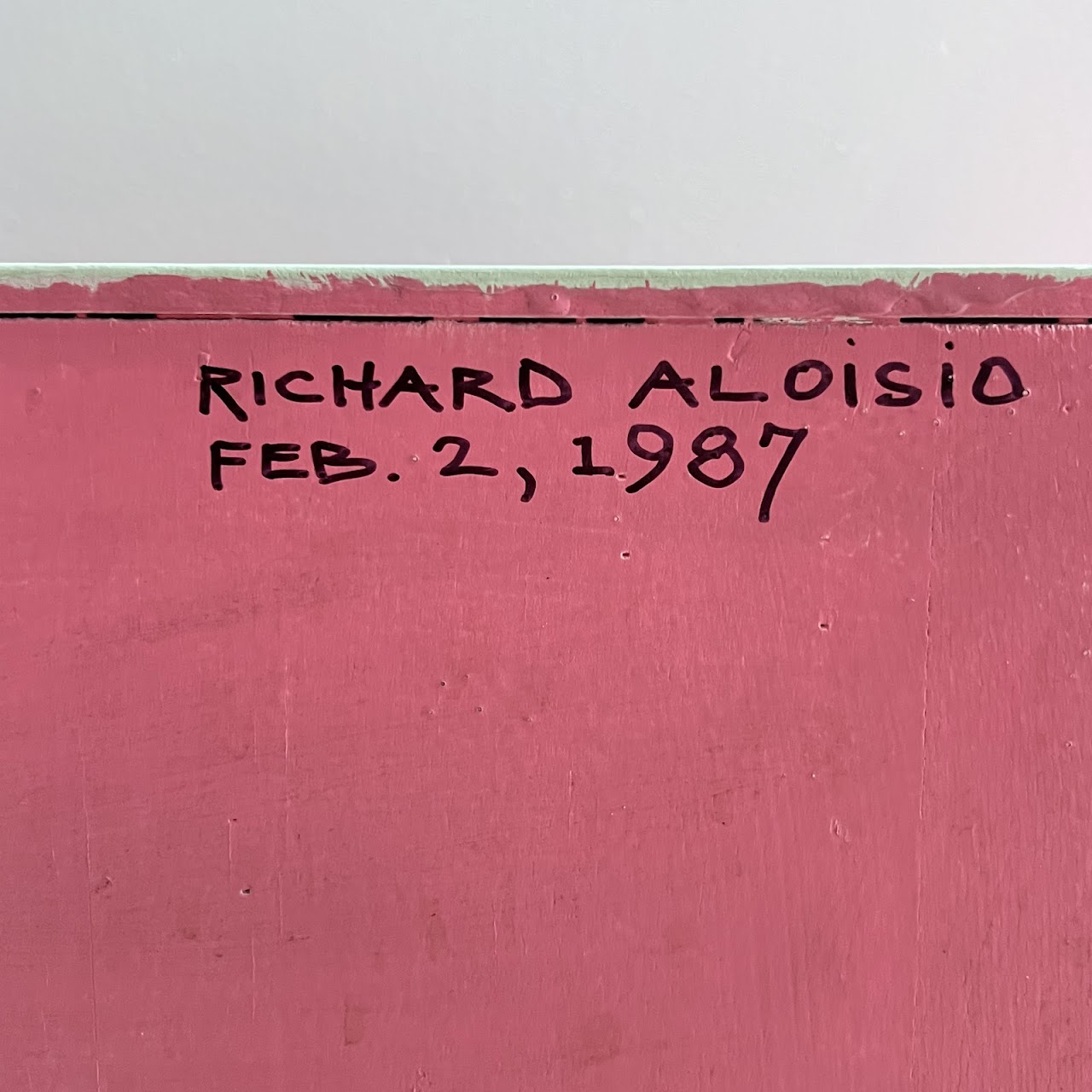 Richard Aloisio Signed Memphis Style Refinished Illuminated Sliding Door Bookcase, 1987