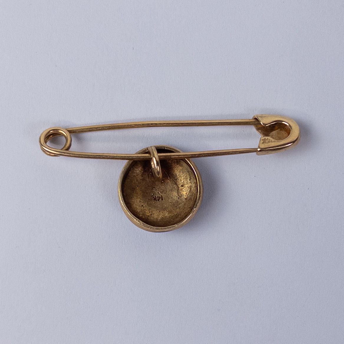 14K Gold M&M on a Safety Pin Brooch