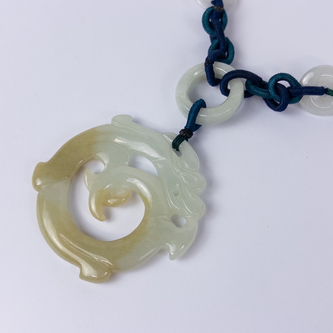 Jade Dragon Pendant on Rope Necklace