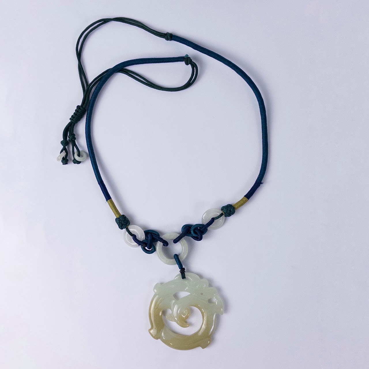 Jade Dragon Pendant on Rope Necklace