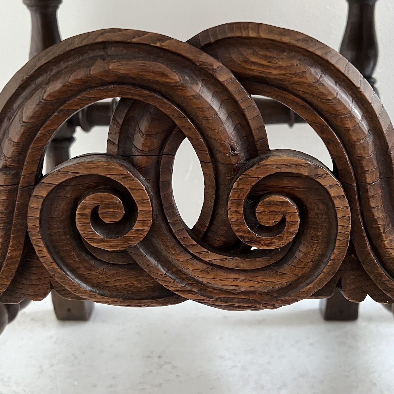 19th C. Portuguese Embossed Leather High-Back Side Chair Pair