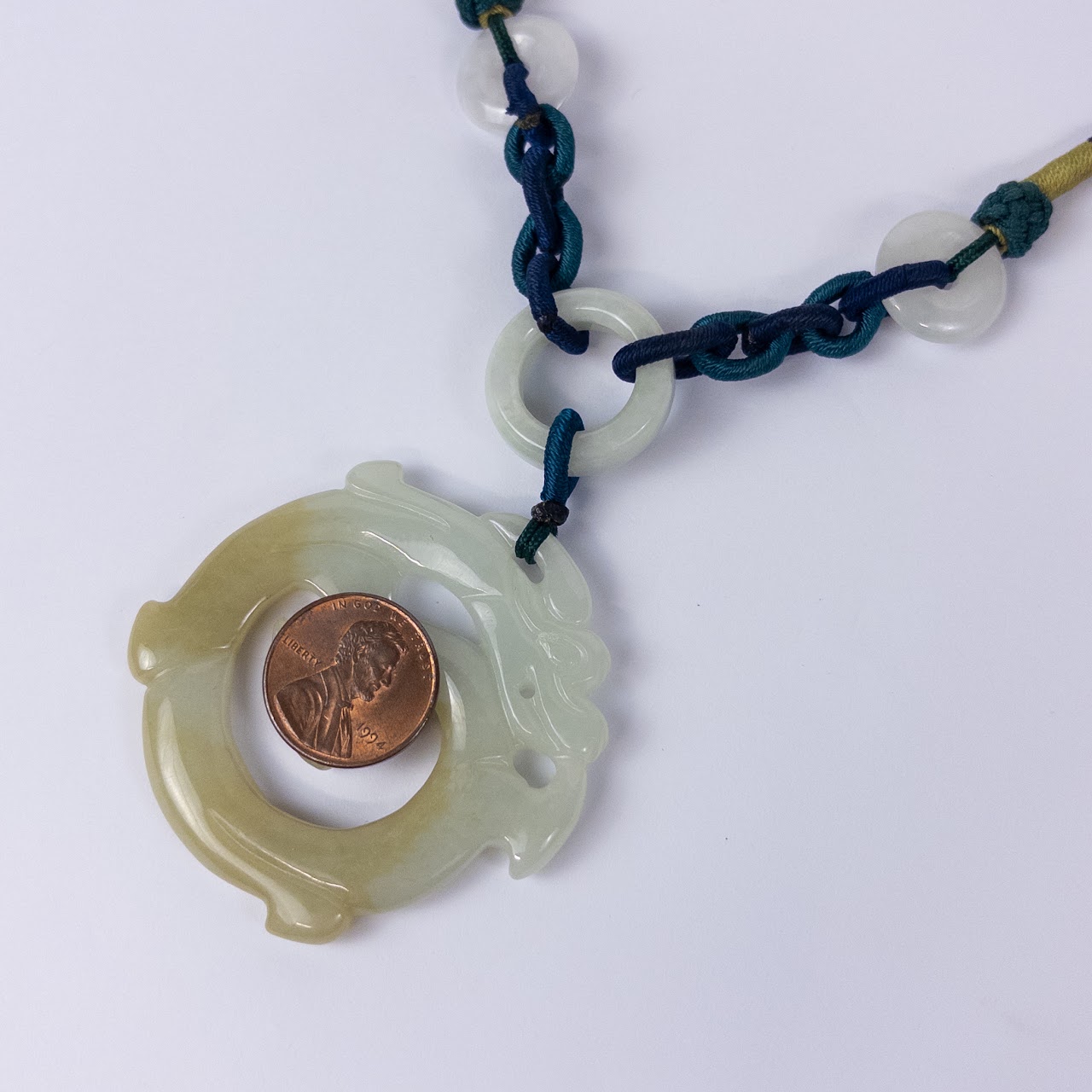 Jade Dragon Pendant on Rope Necklace