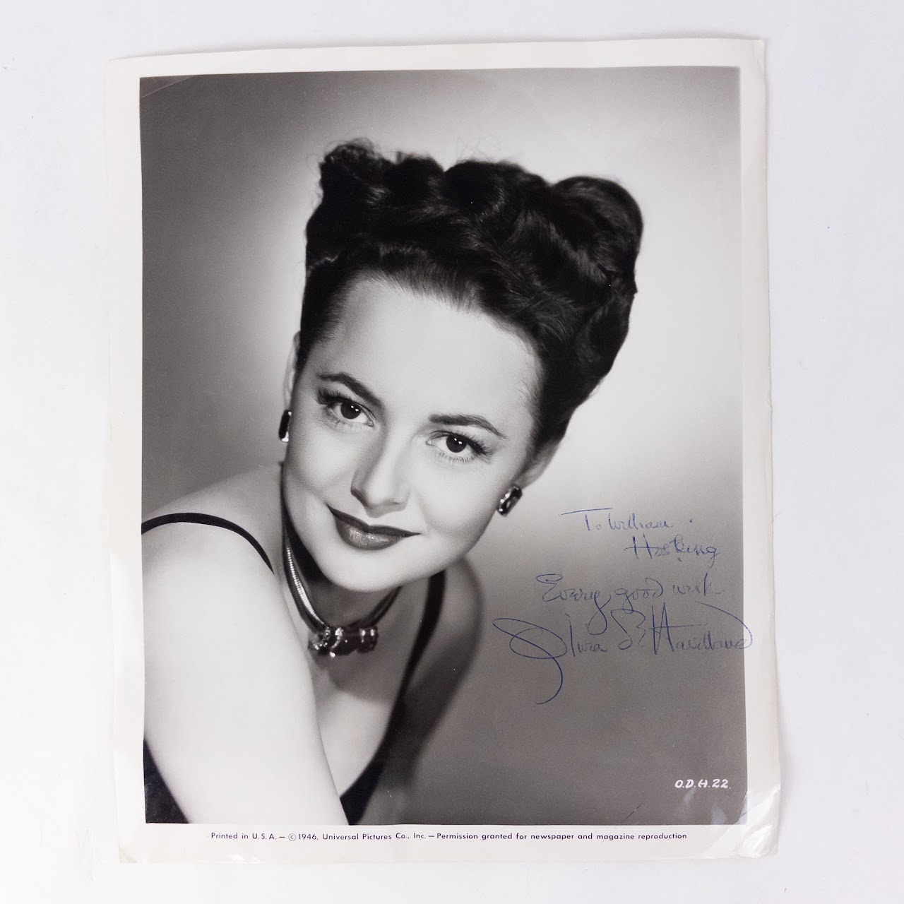 Signed Olivia de Havilland Collector's Lot