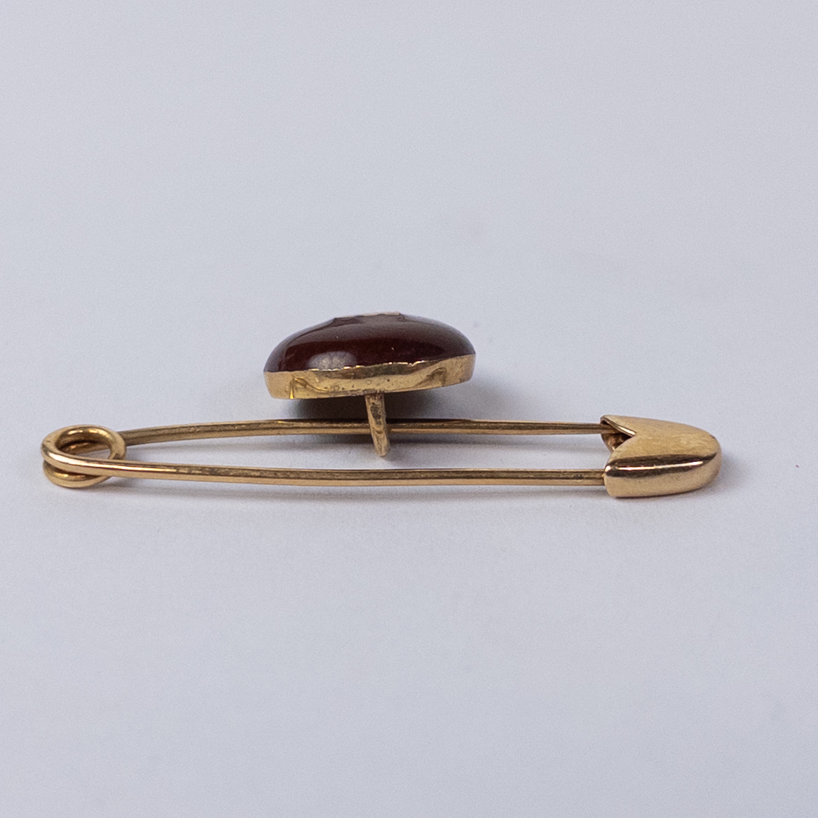 14K Gold M&M on a Safety Pin Brooch