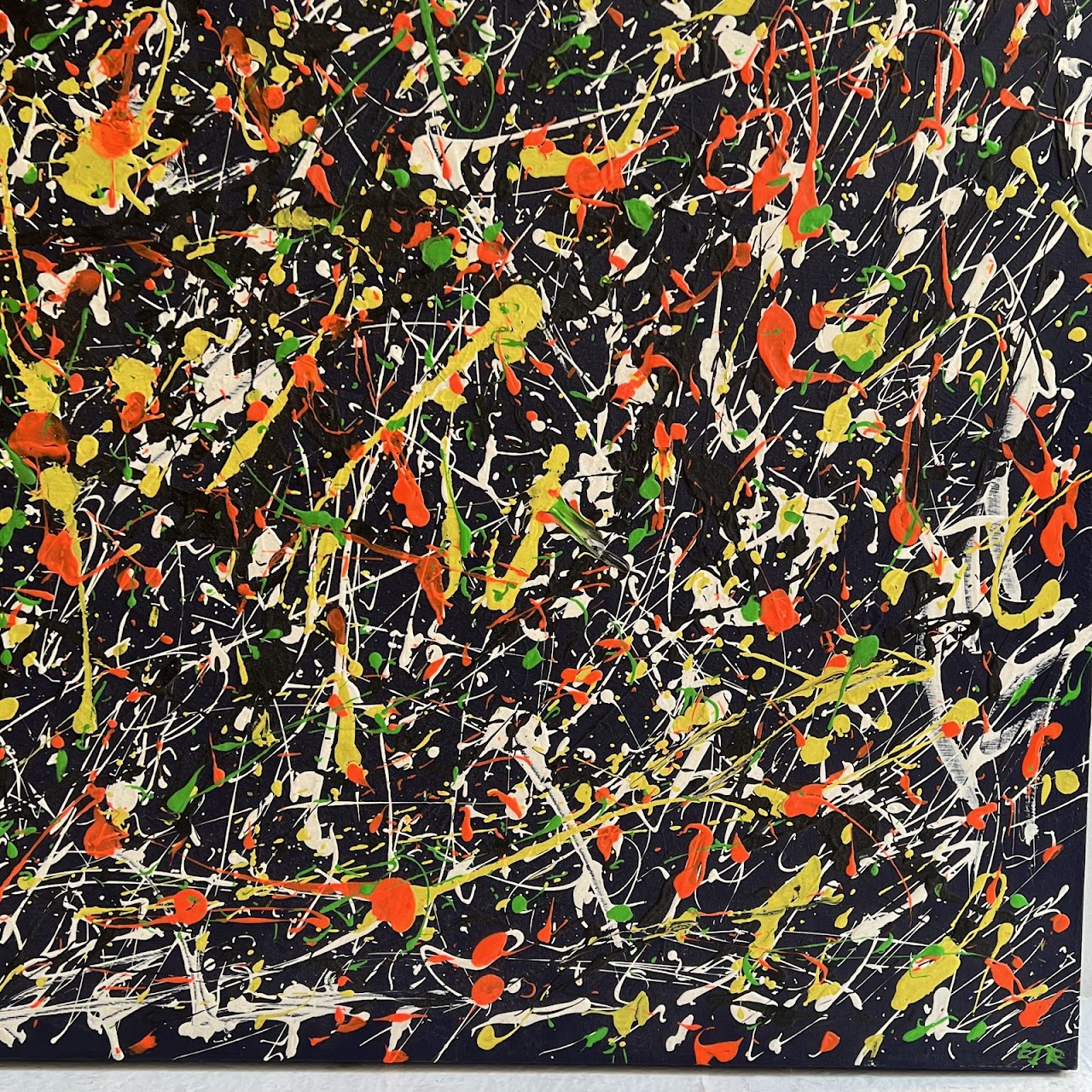 Jackson Pollock Inspired Signed Large Scale Acrylic Spatter Painting