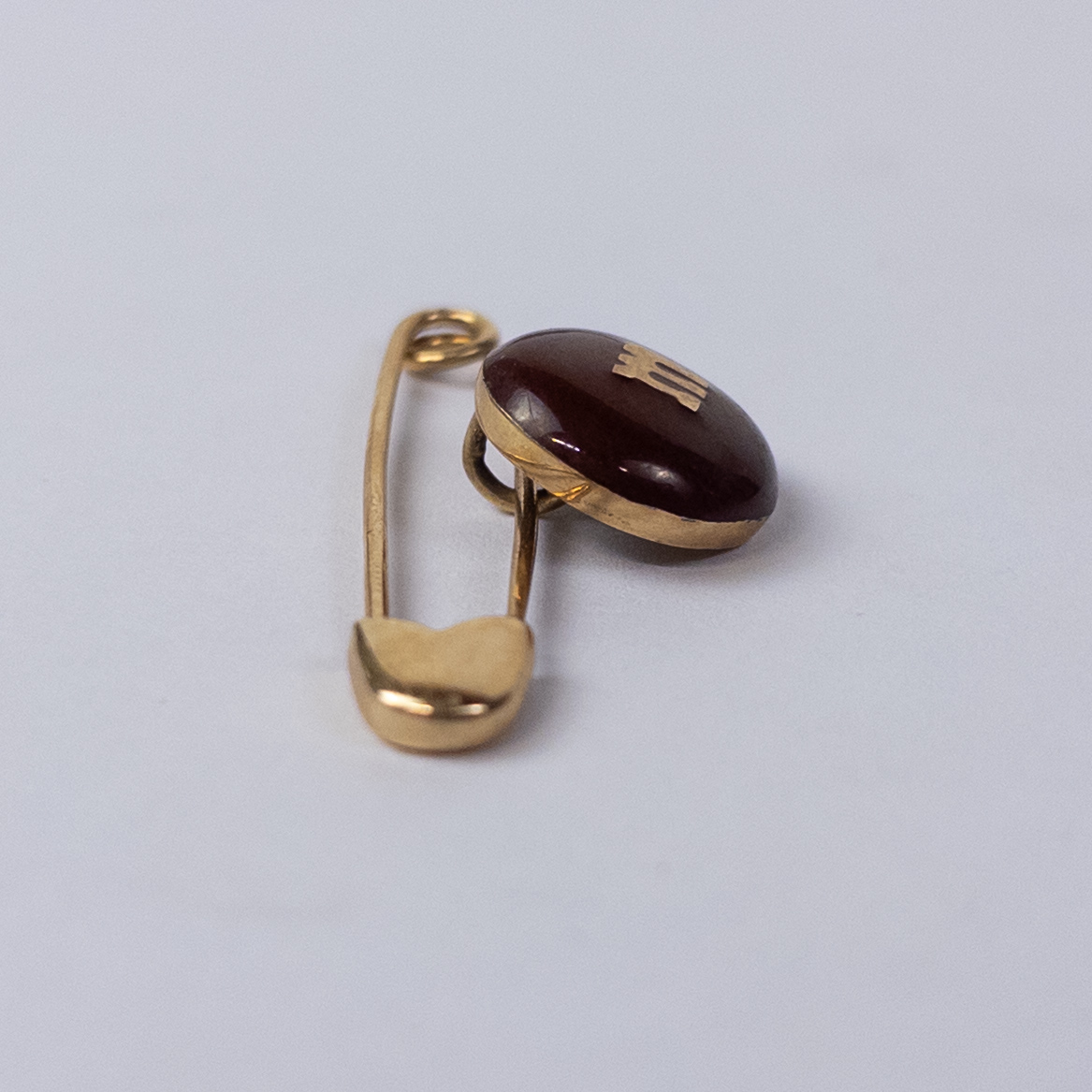 14K Gold M&M on a Safety Pin Brooch