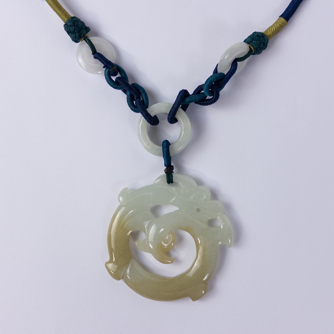 Jade Dragon Pendant on Rope Necklace