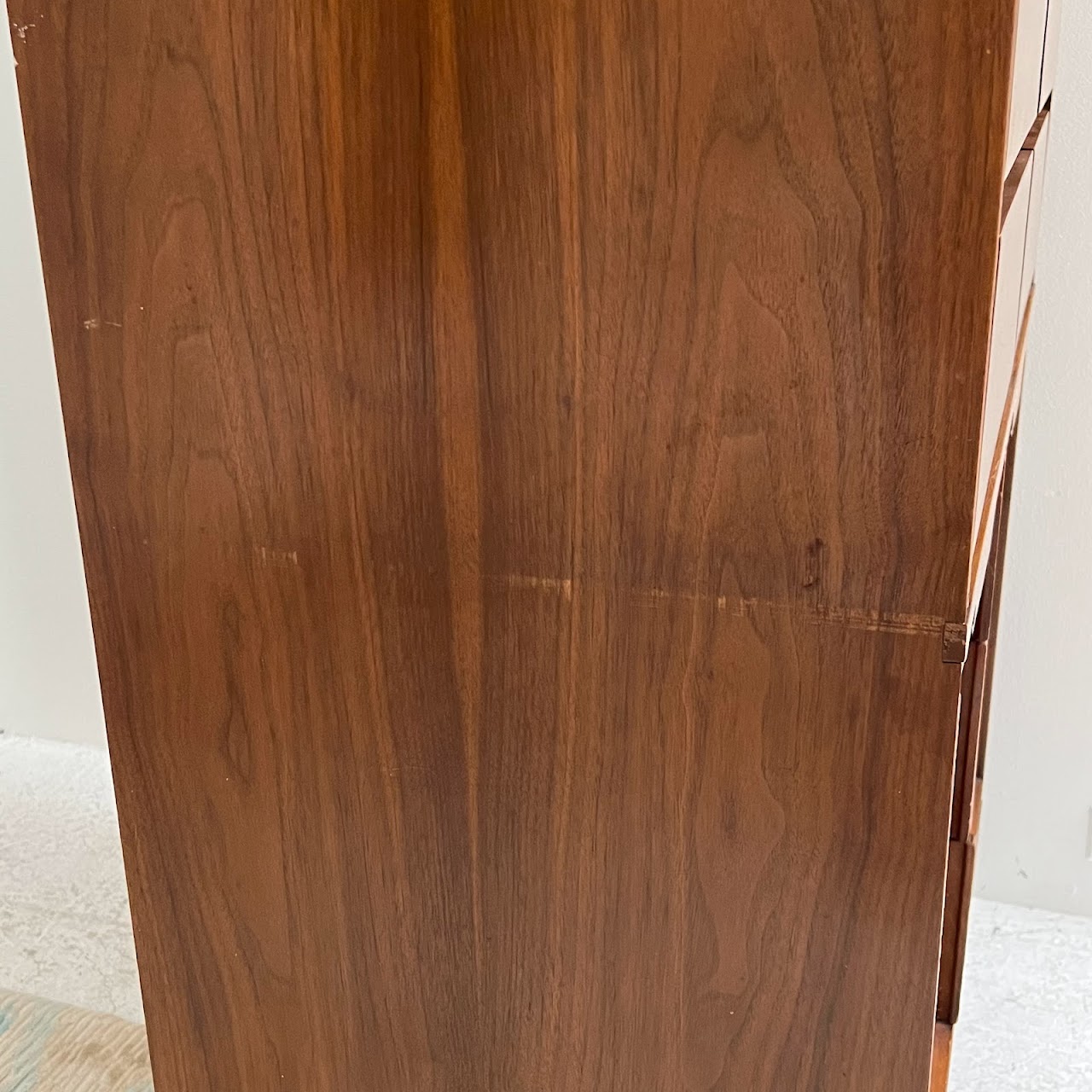 Basic-Witz Mid-Century Modern Walnut Five Drawer Highboy Dresser