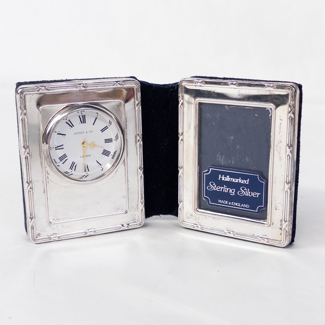 Carrs Sterling Silver Travel Clock & Photo Frame