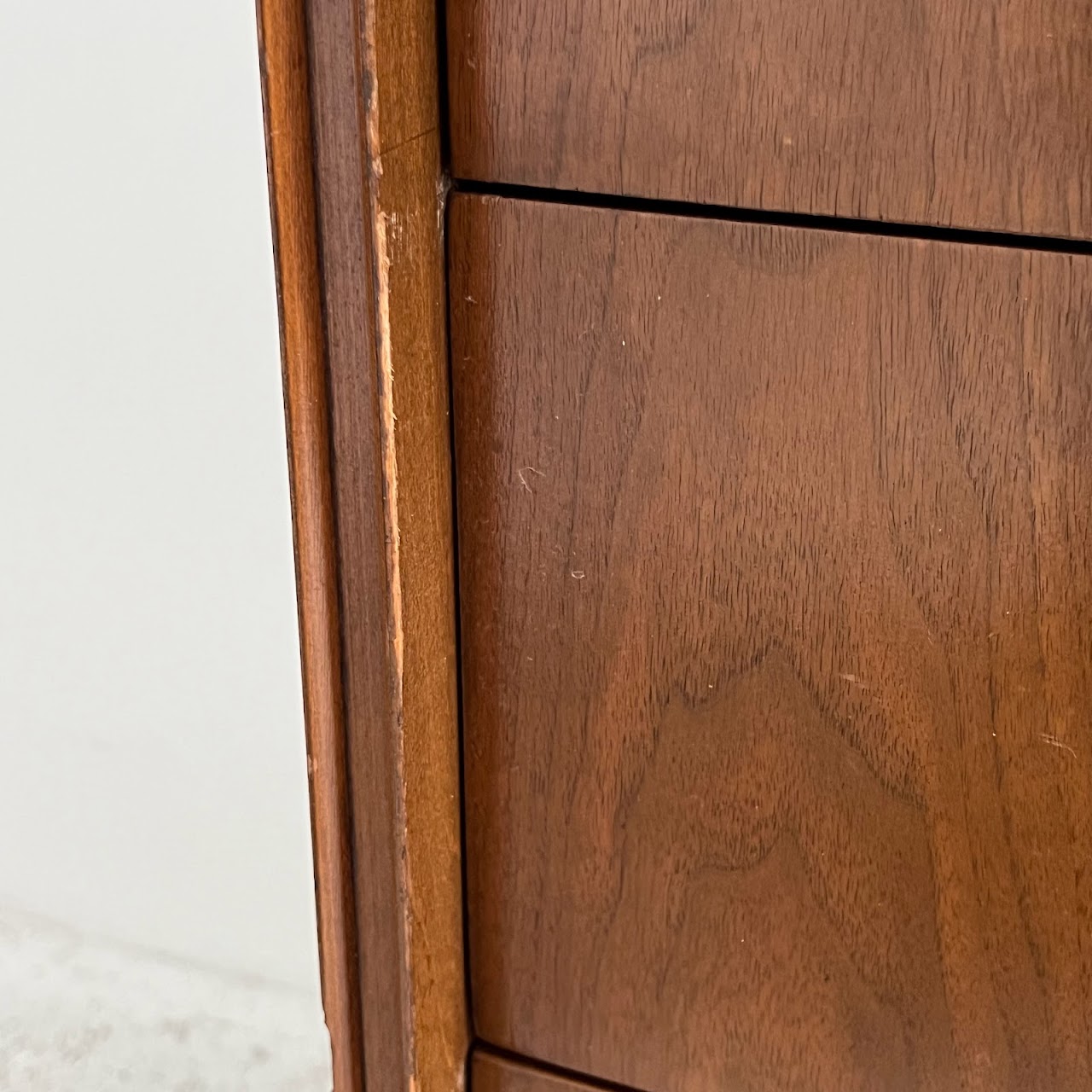 Basic-Witz Mid-Century Modern Walnut Five Drawer Highboy Dresser