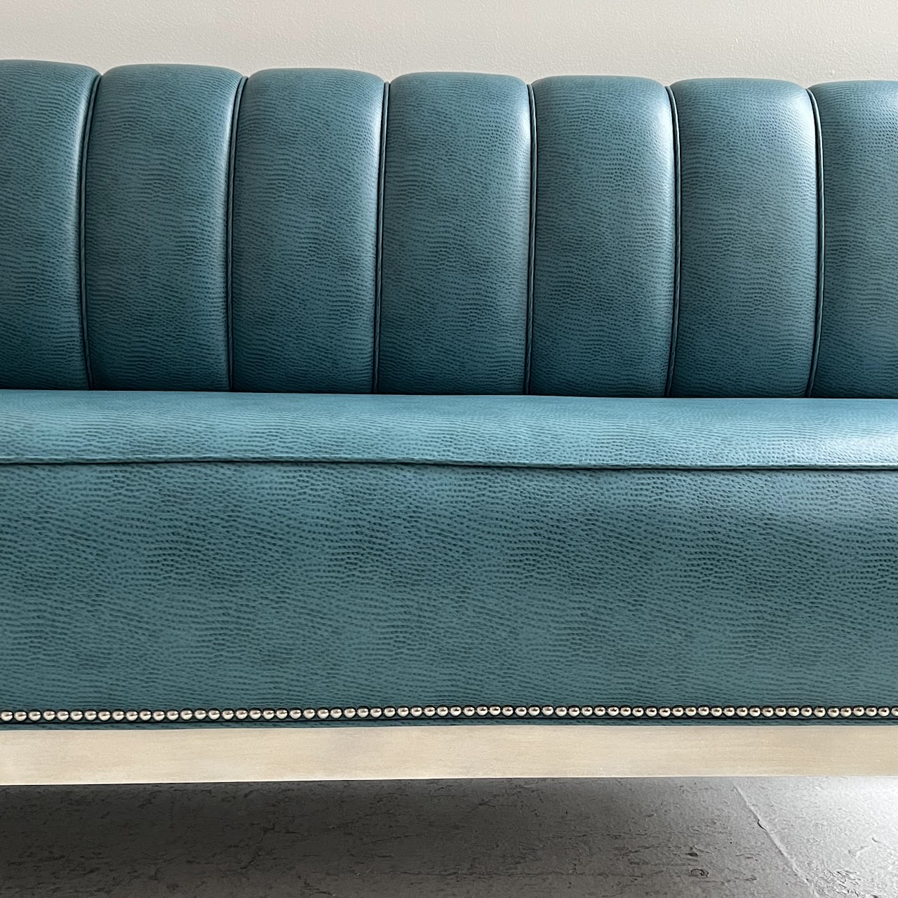 Teal Channel Tufted Straight Back Bench Sofa