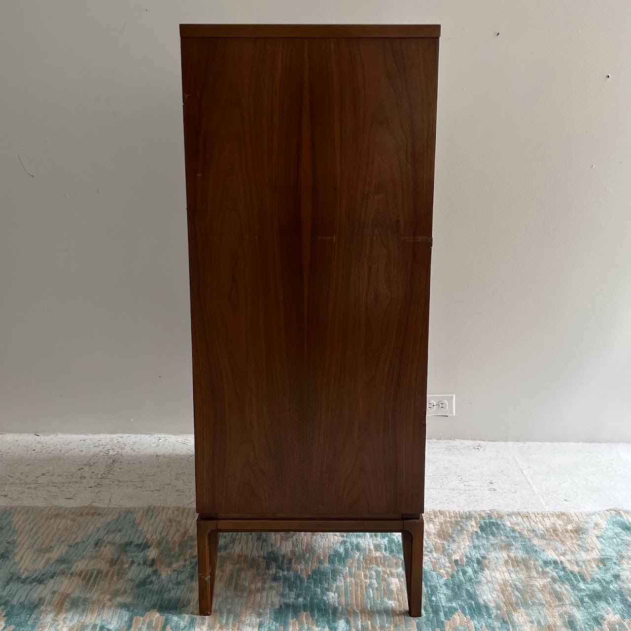 Basic-Witz Mid-Century Modern Walnut Five Drawer Highboy Dresser