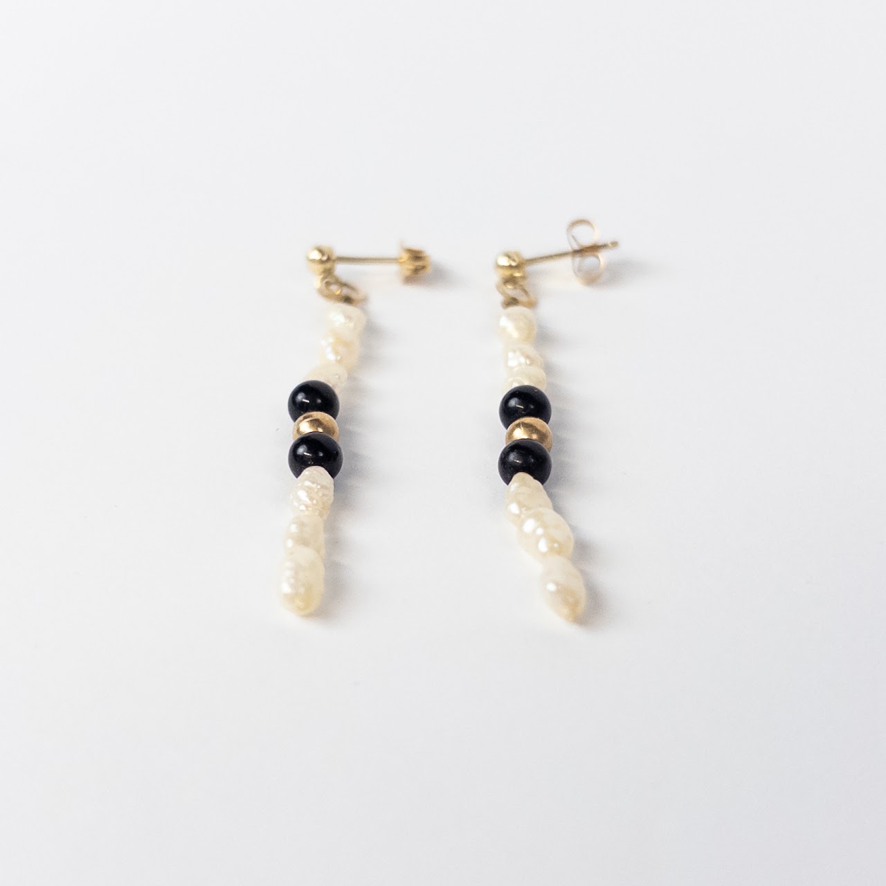 14K Gold & Seed Pearl Drop Earrings