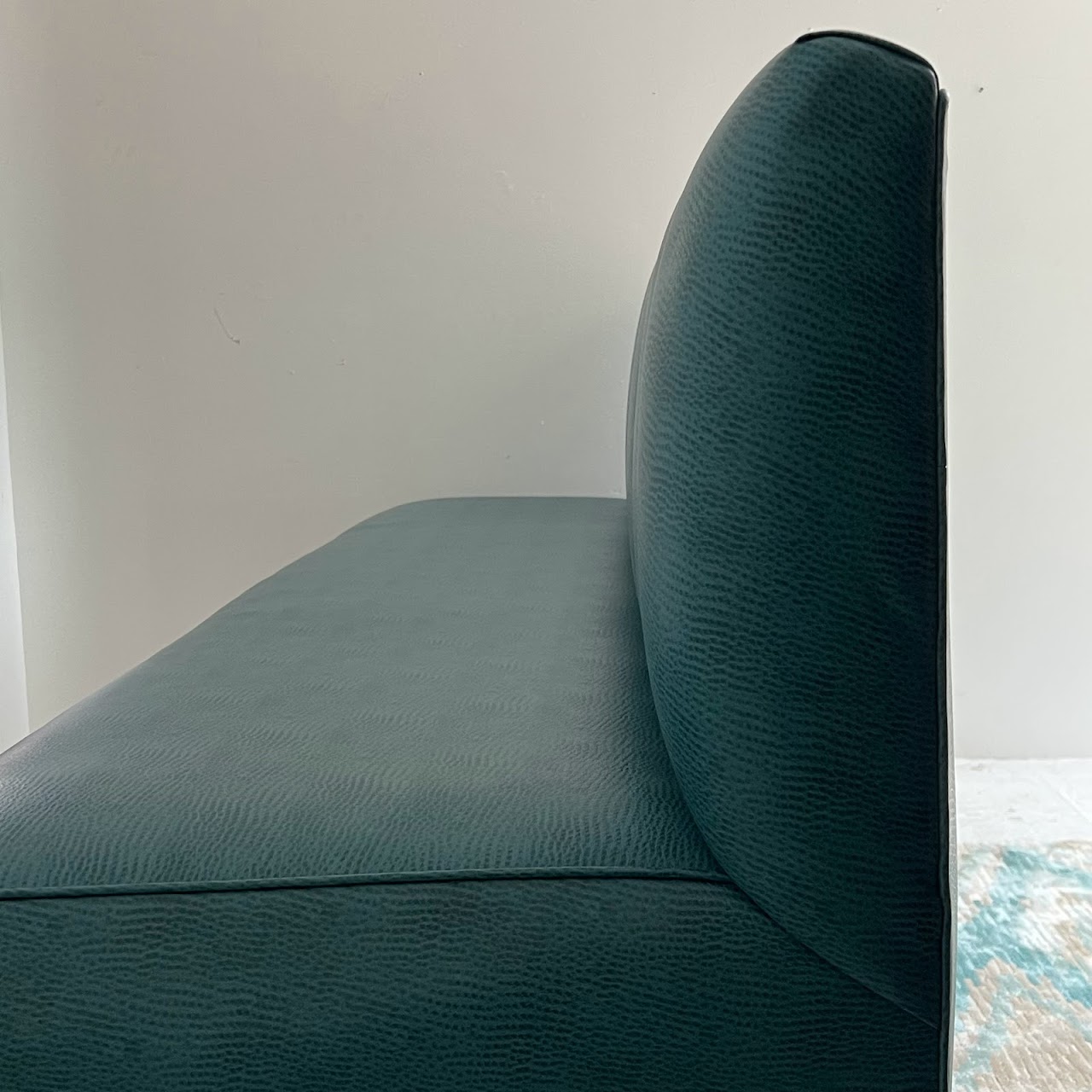 Teal Channel Tufted Straight Back Bench Sofa