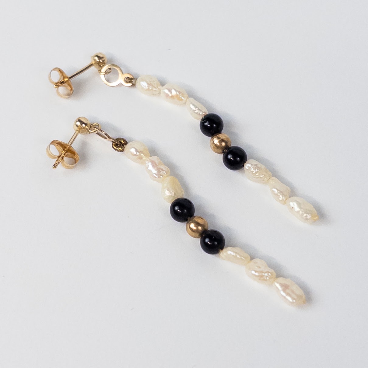 14K Gold & Seed Pearl Drop Earrings