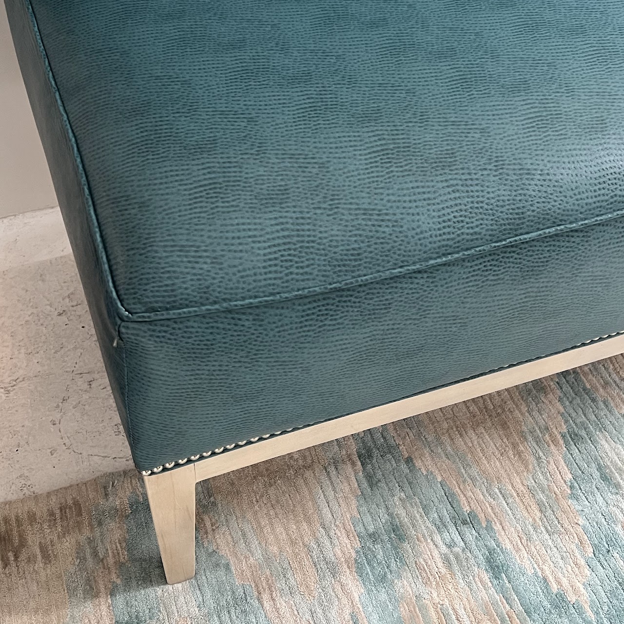 Teal Channel Tufted Straight Back Bench Sofa