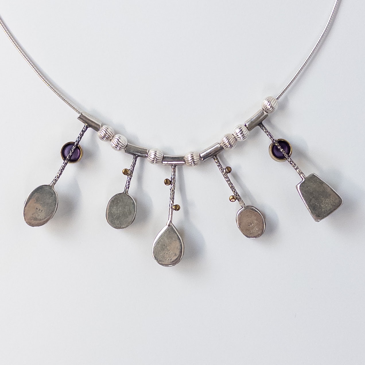 Sterling Silver Multi Stone Charm Necklace