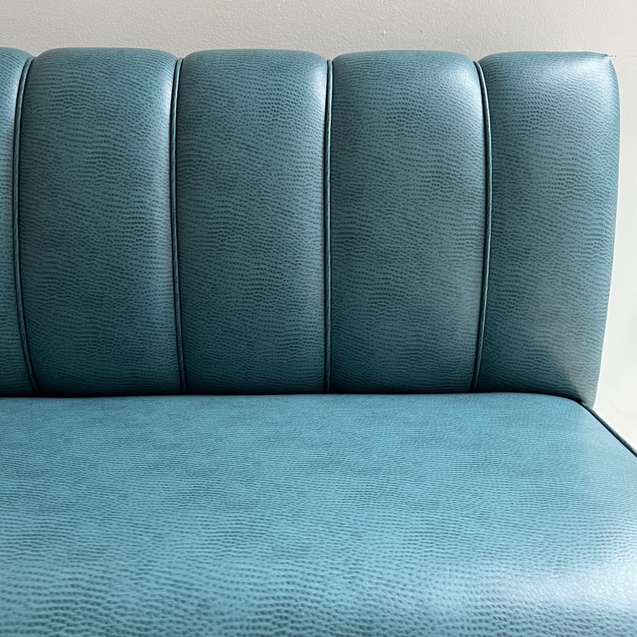 Teal Channel Tufted Straight Back Bench Sofa