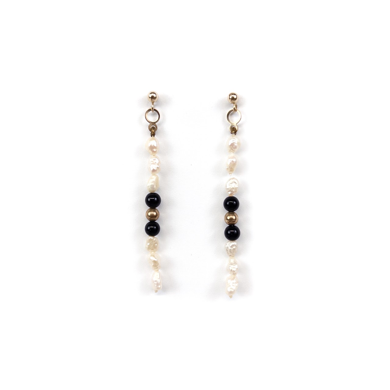 14K Gold & Seed Pearl Drop Earrings