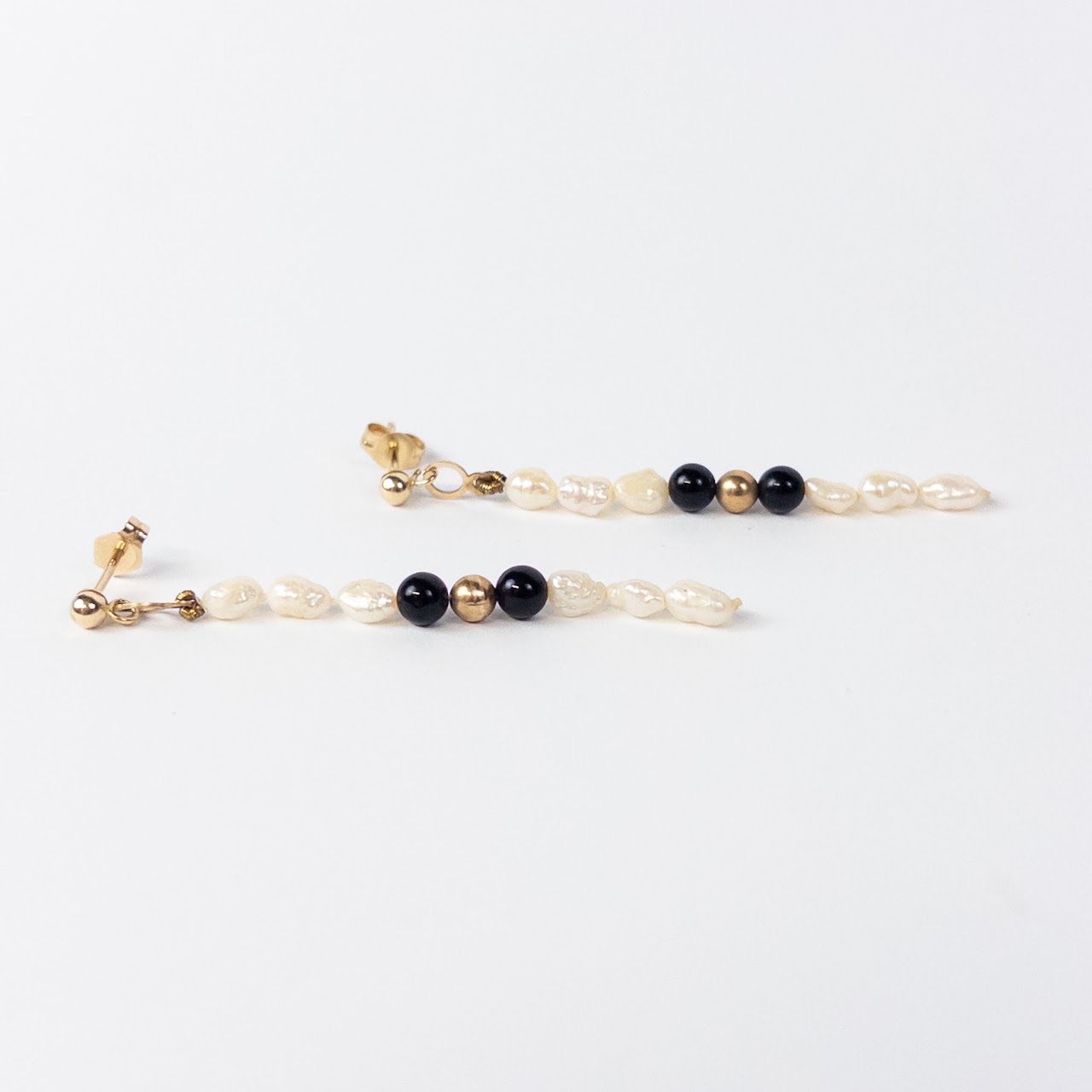 14K Gold & Seed Pearl Drop Earrings