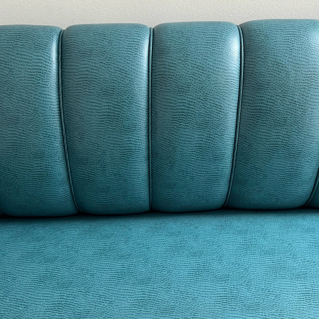 Teal Channel Tufted Straight Back Bench Sofa