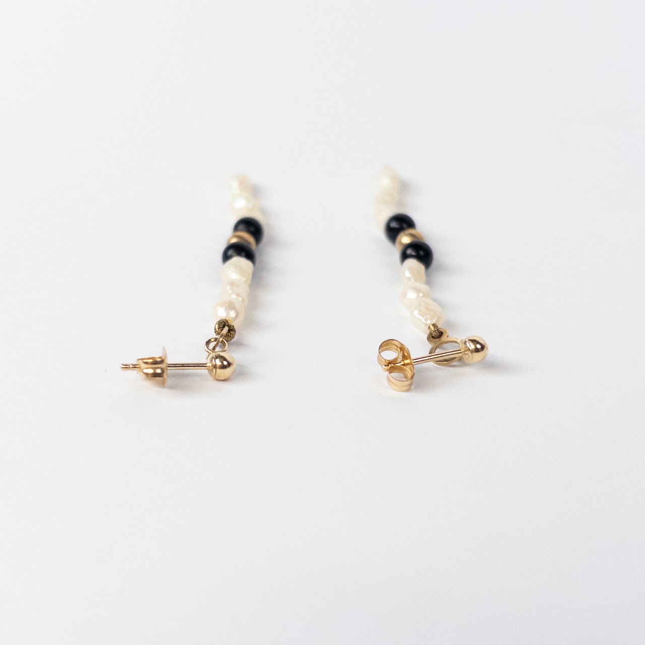 14K Gold & Seed Pearl Drop Earrings