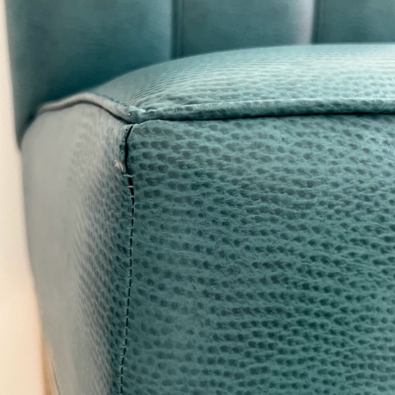 Teal Channel Tufted Straight Back Bench Sofa