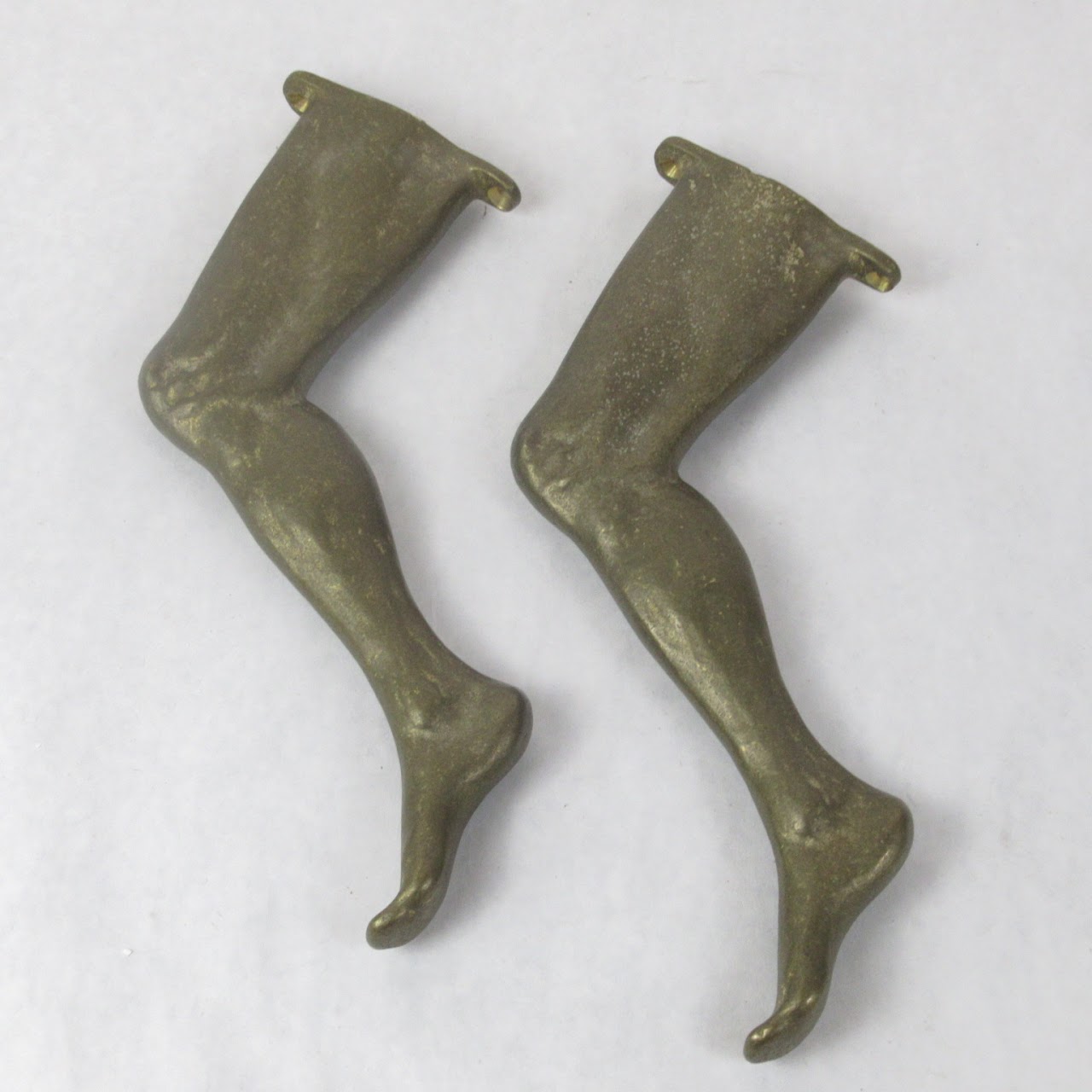 Scott Nelles Vintage Sculptural Bronze Leg Wall Hook Pair