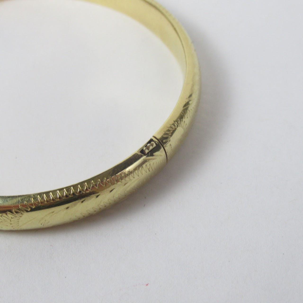 14K Gold Engraved Bangle Bracelet