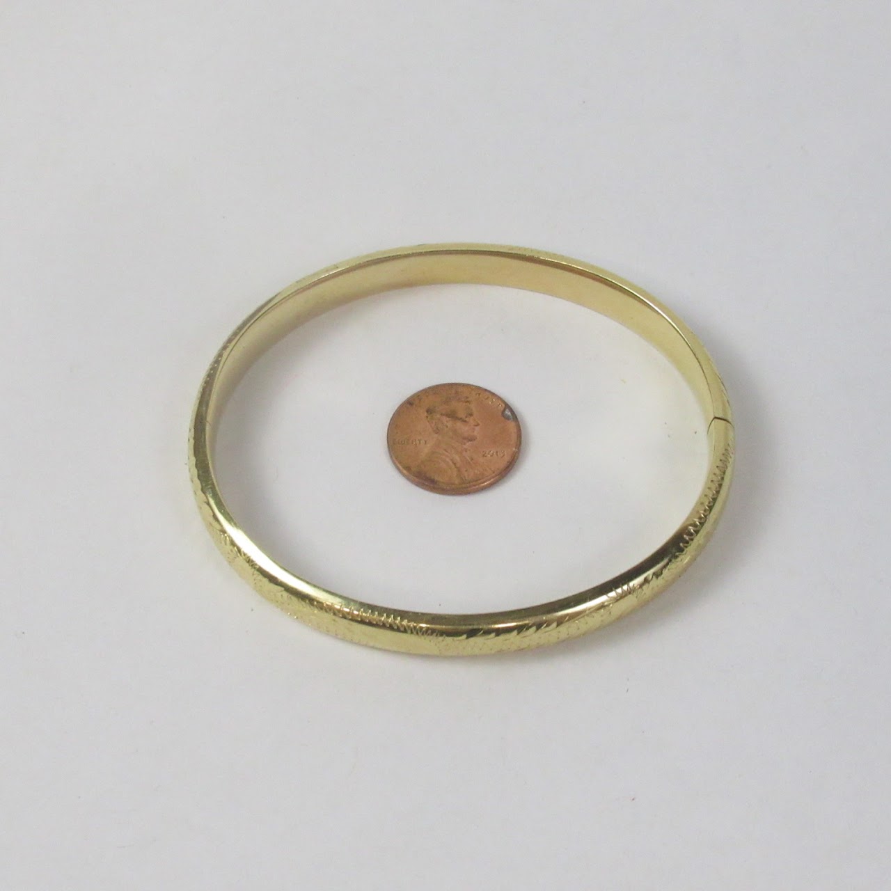 14K Gold Engraved Bangle Bracelet