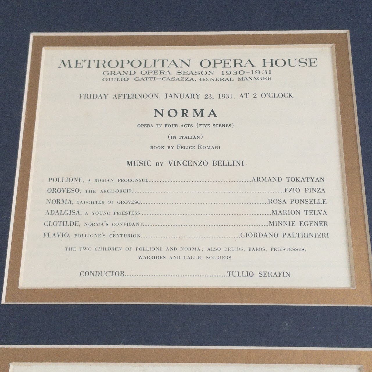 Rosa Ponselle 'Norma' 1931 Opera Program, Photograph & Autograph