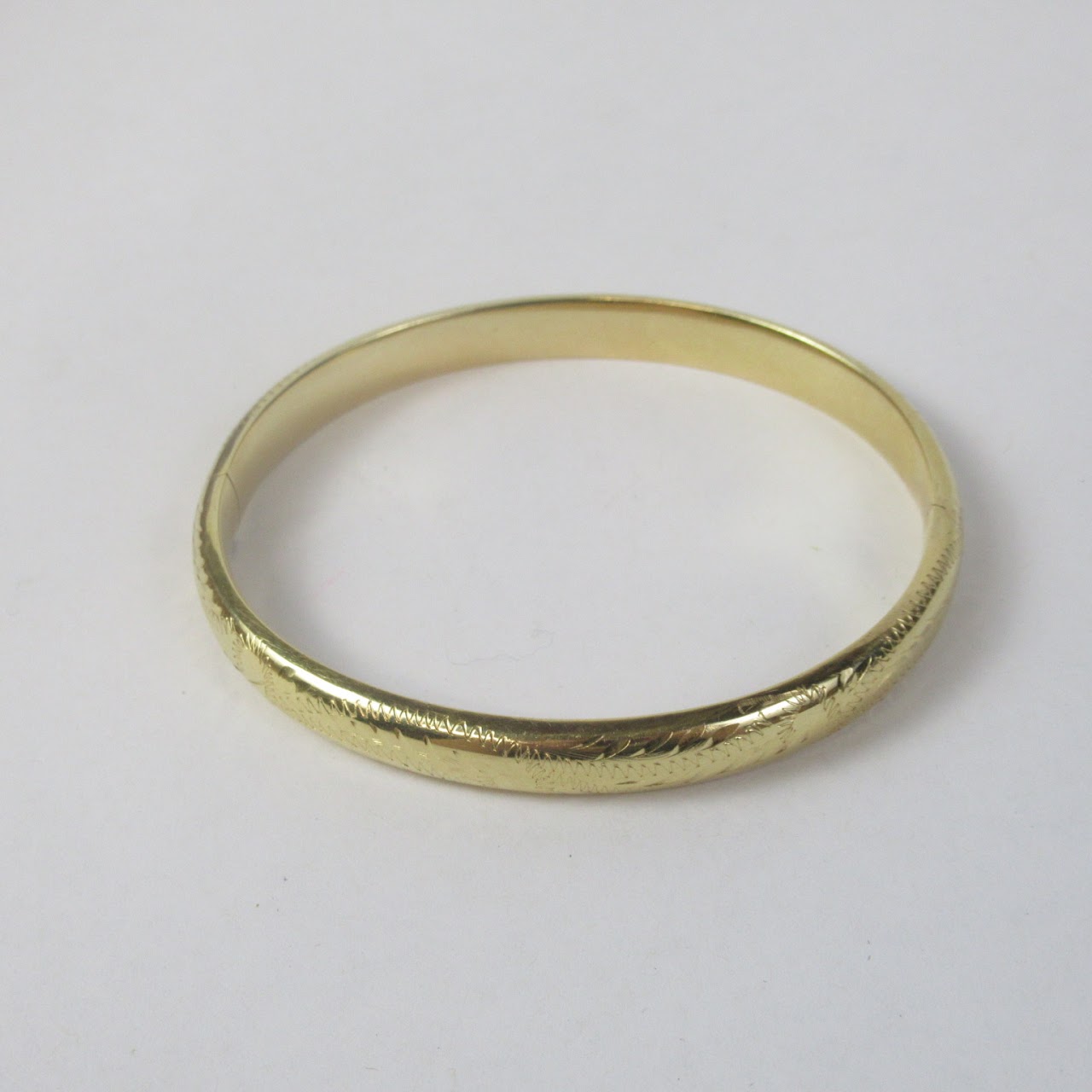 14K Gold Engraved Bangle Bracelet