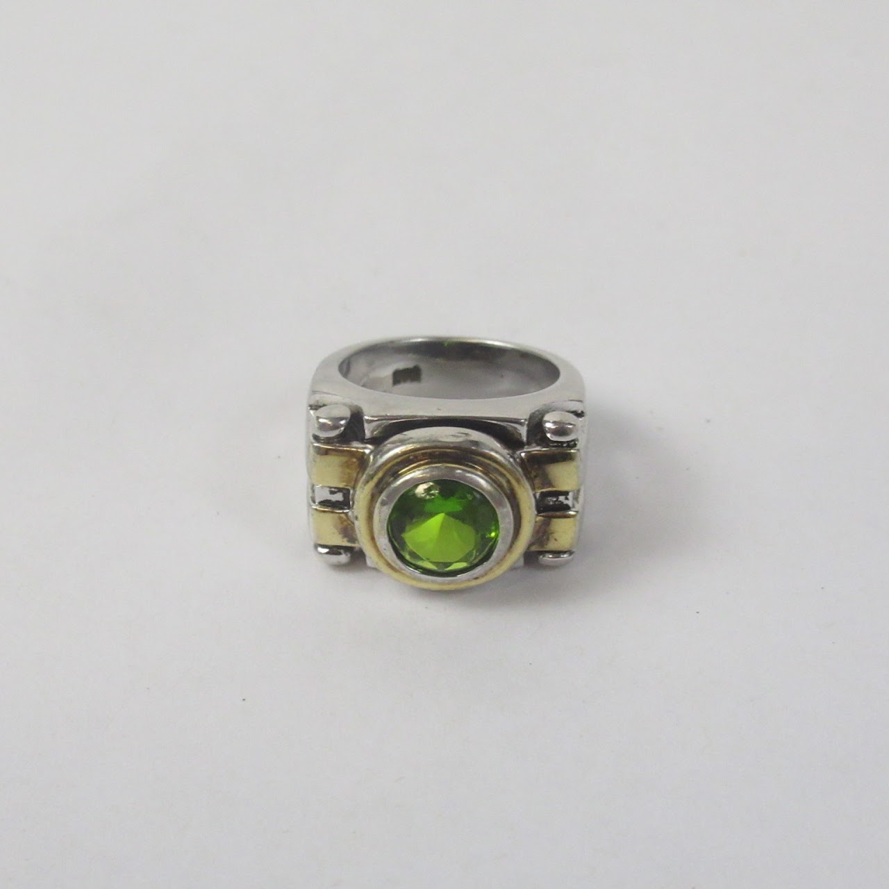 Sterling Silver, 14K Gold, & Peridot Ring