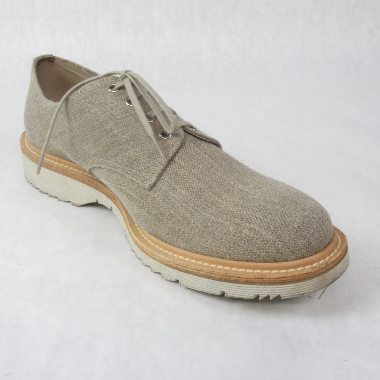 Prada Natural Canvas Oxford Shoes