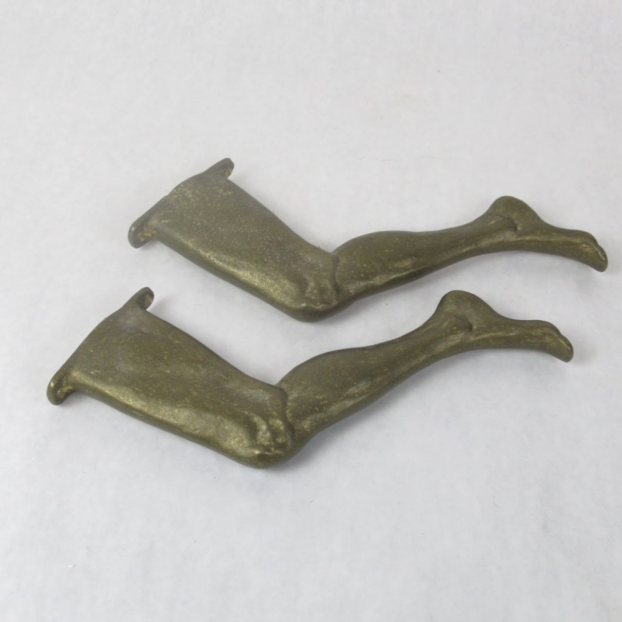 Scott Nelles Vintage Sculptural Bronze Leg Wall Hook Pair