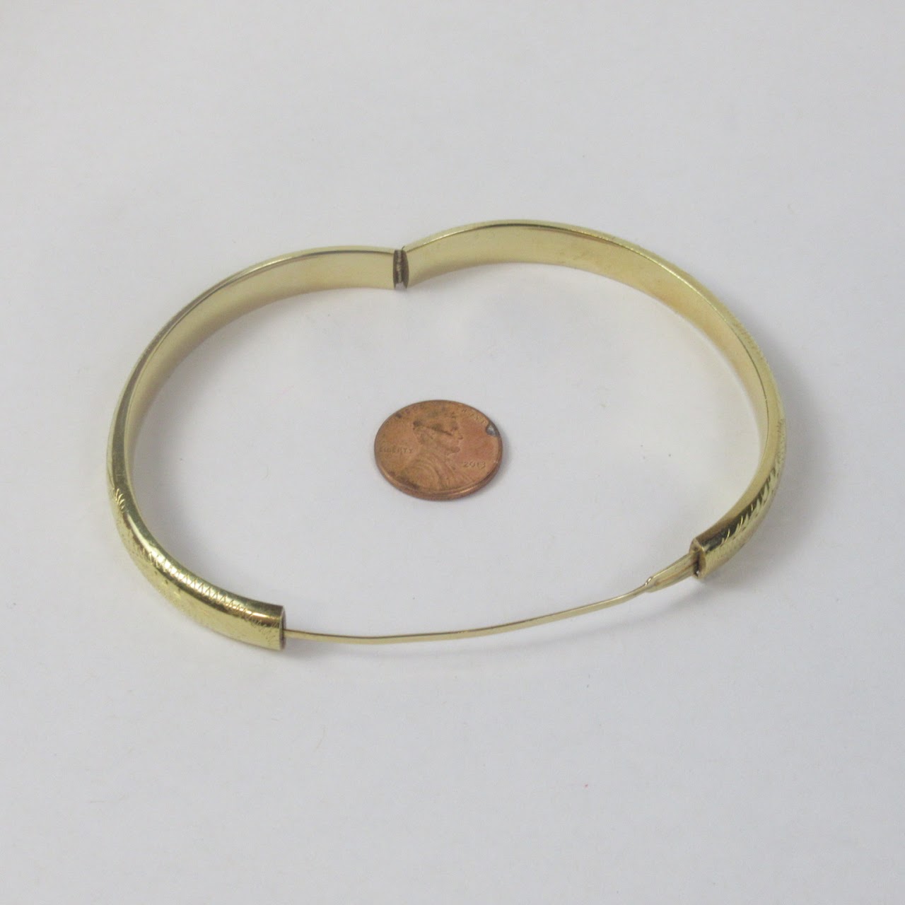 14K Gold Engraved Bangle Bracelet