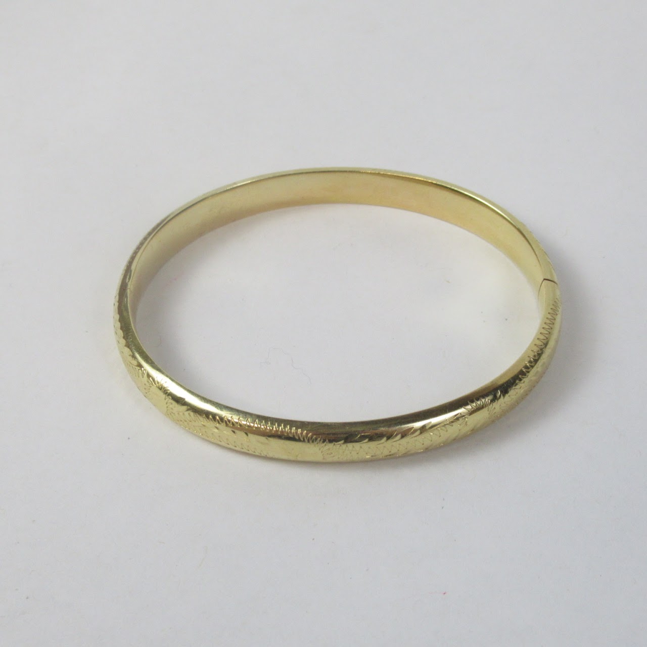 14K Gold Engraved Bangle Bracelet