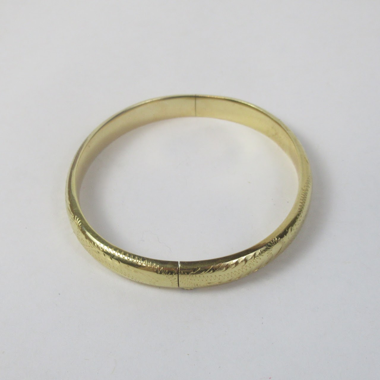 14K Gold Engraved Bangle Bracelet