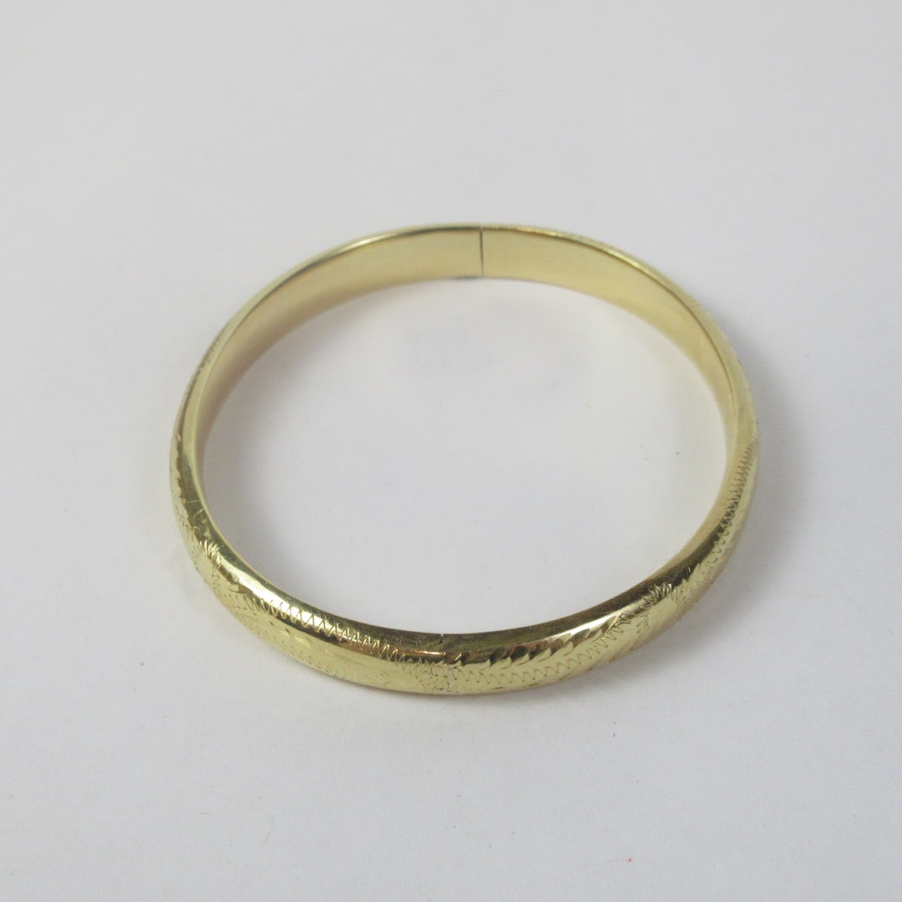 14K Gold Engraved Bangle Bracelet