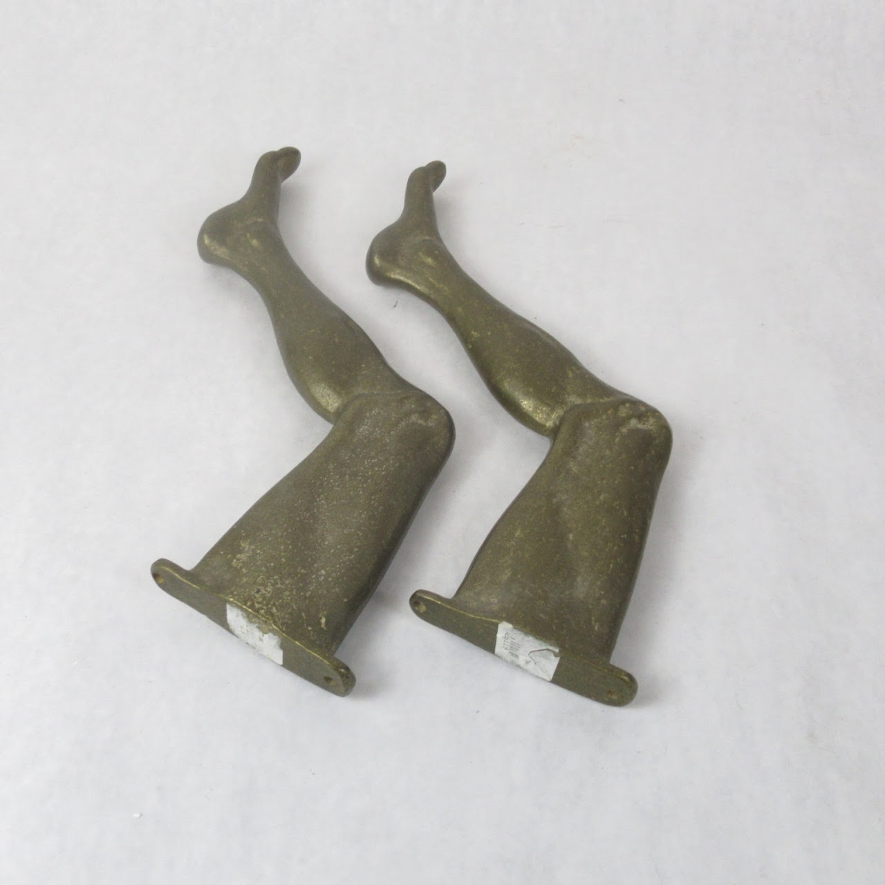 Scott Nelles Vintage Sculptural Bronze Leg Wall Hook Pair