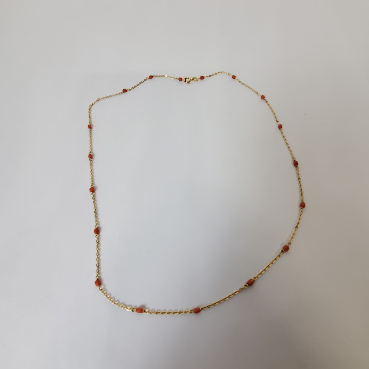 18K  Gold & Coral Bead Necklace