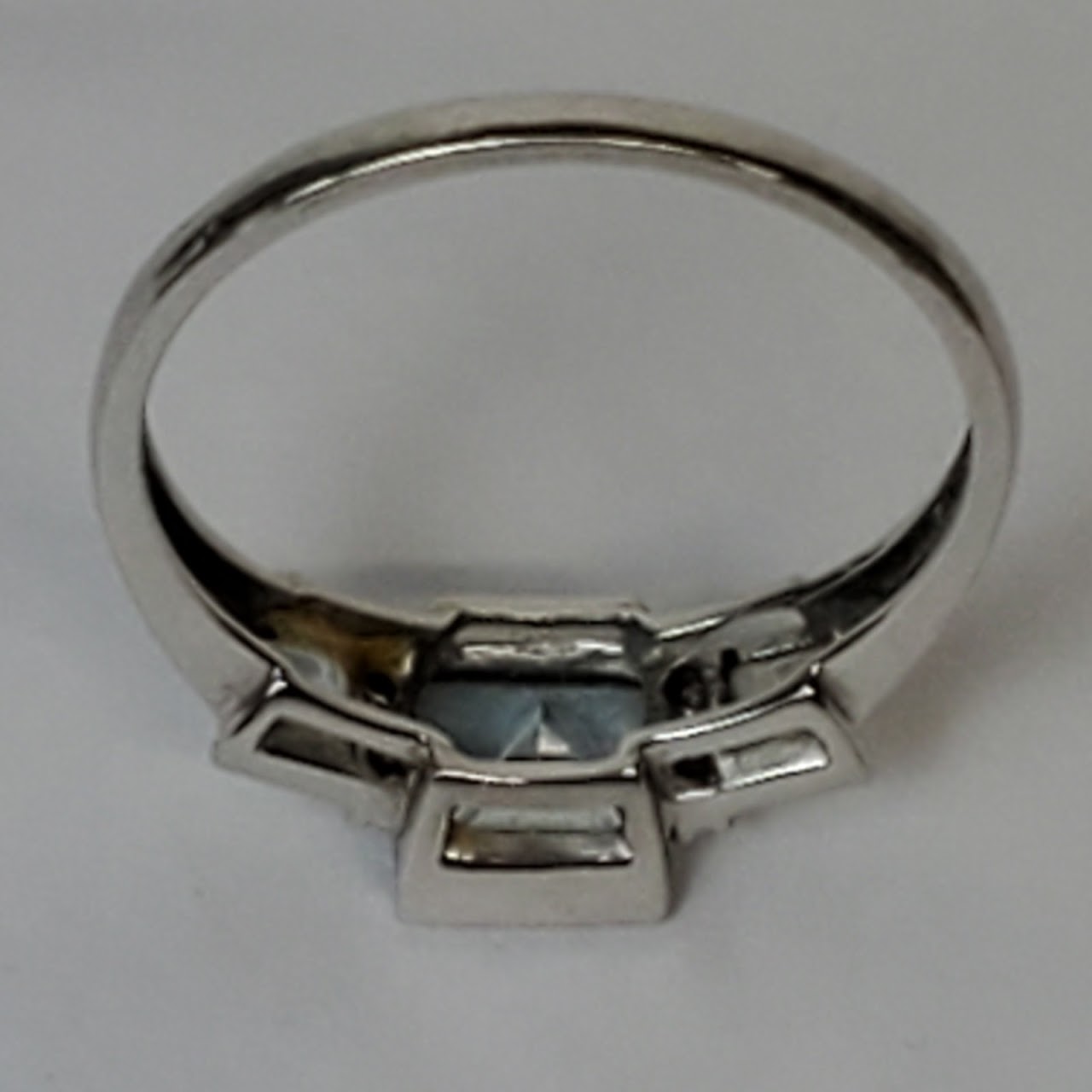 10K White Gold, Blue Stone & Diamond Ring