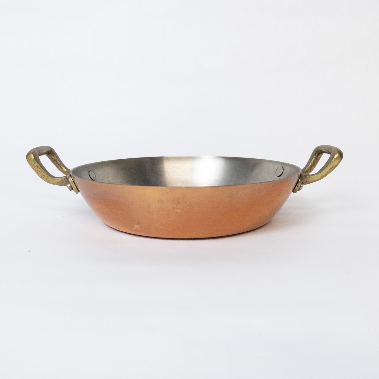 French Copper Metaux Ouvres Vesoul Gratin Pan Trio