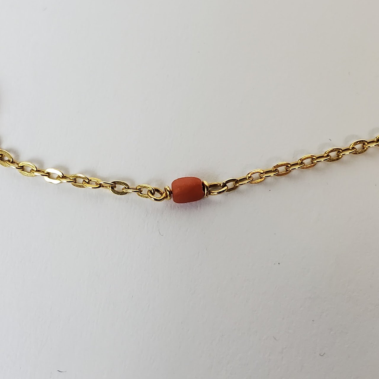 18K  Gold & Coral Bead Necklace