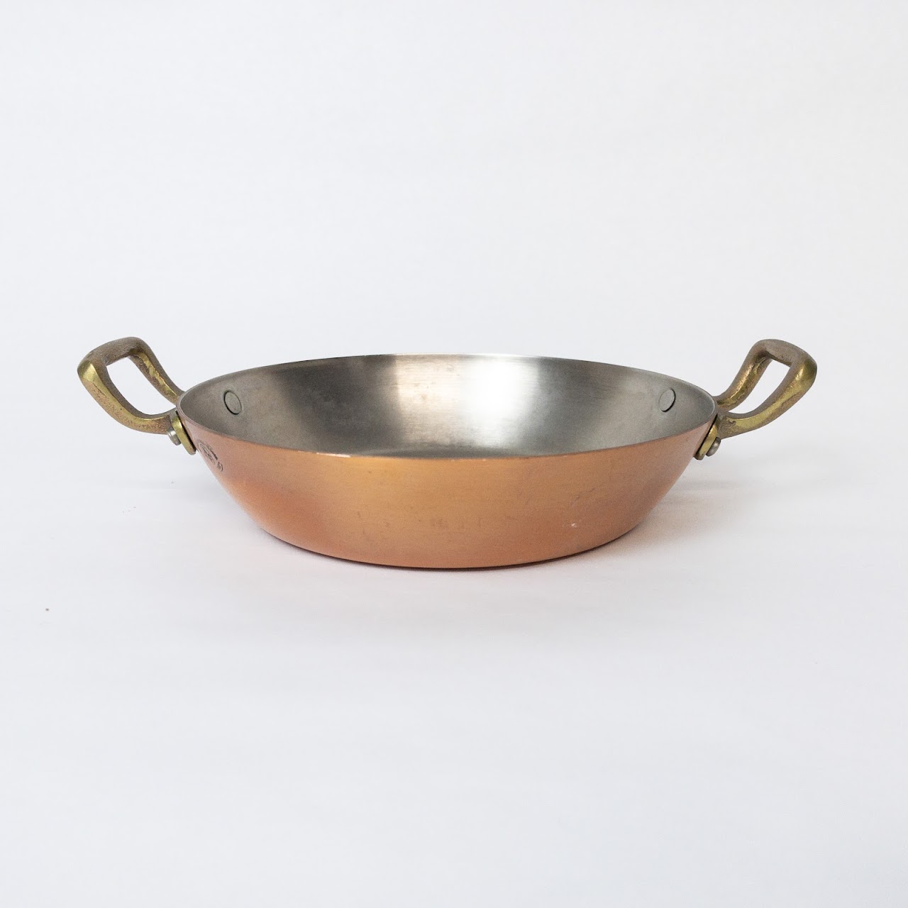 French Copper Metaux Ouvres Vesoul Gratin Pan Trio