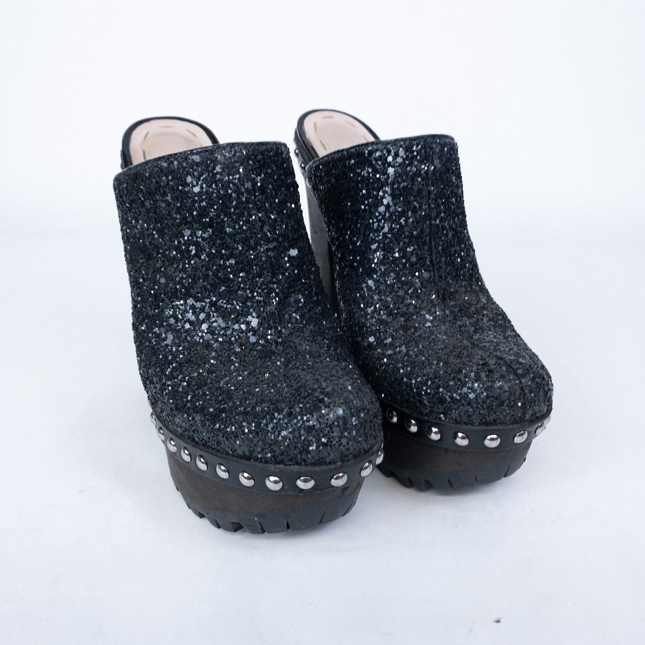 Miu Miu Platform Glitter Mules